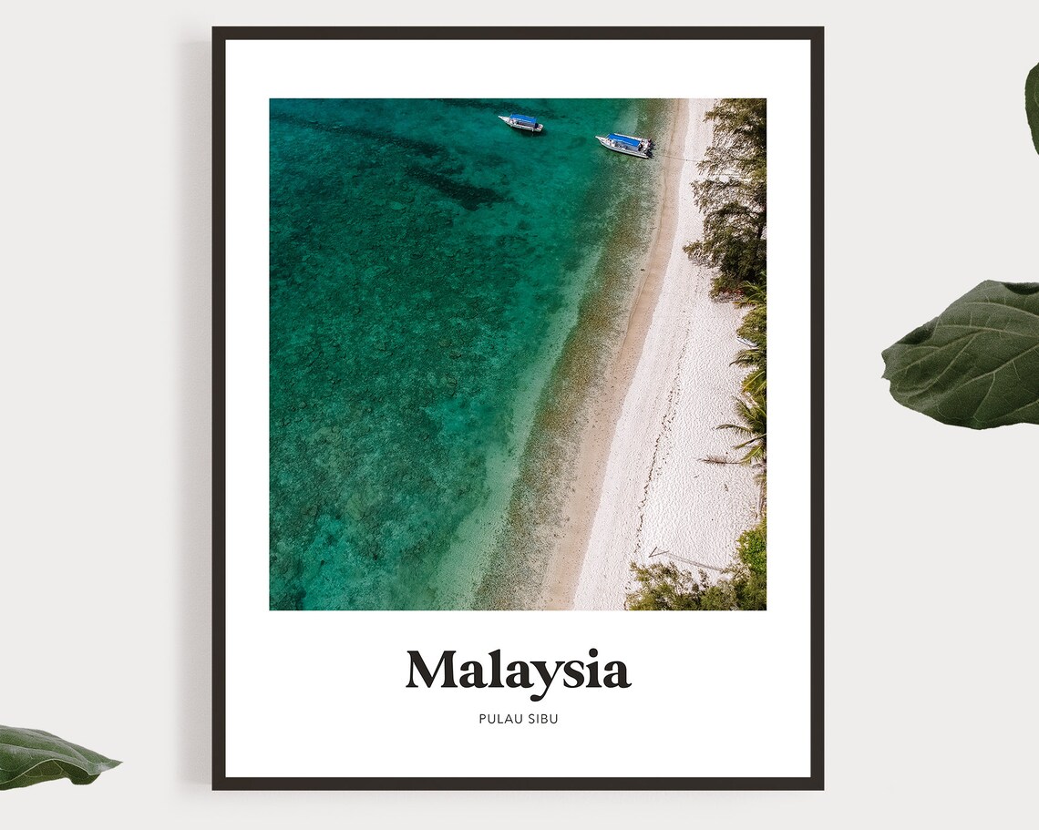 Malaysia Pulau Sibu Tropical Beach Aerial Drone Photography Poster