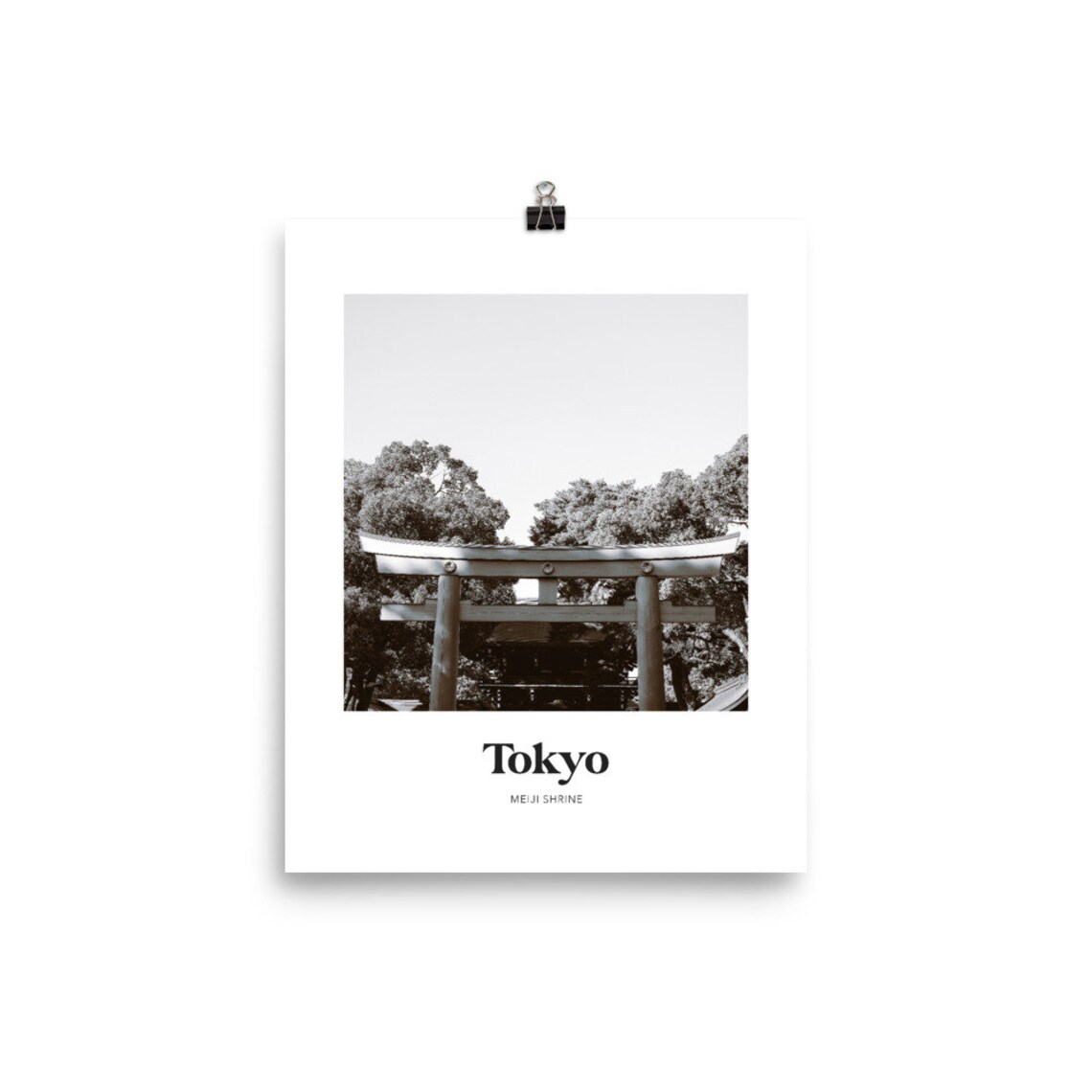 Tokyo Meiji Shrine Torii Gate Black and White Photography Poster - Image 3