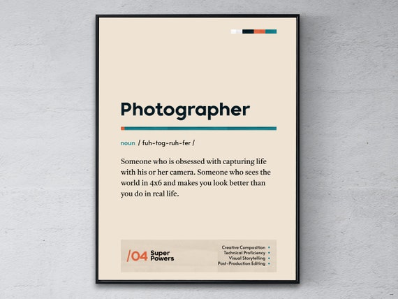 Photographer Definition Poster Funny Modern Office Gift Imagemaker Graduation Print Cameraman Coworker Wall Art