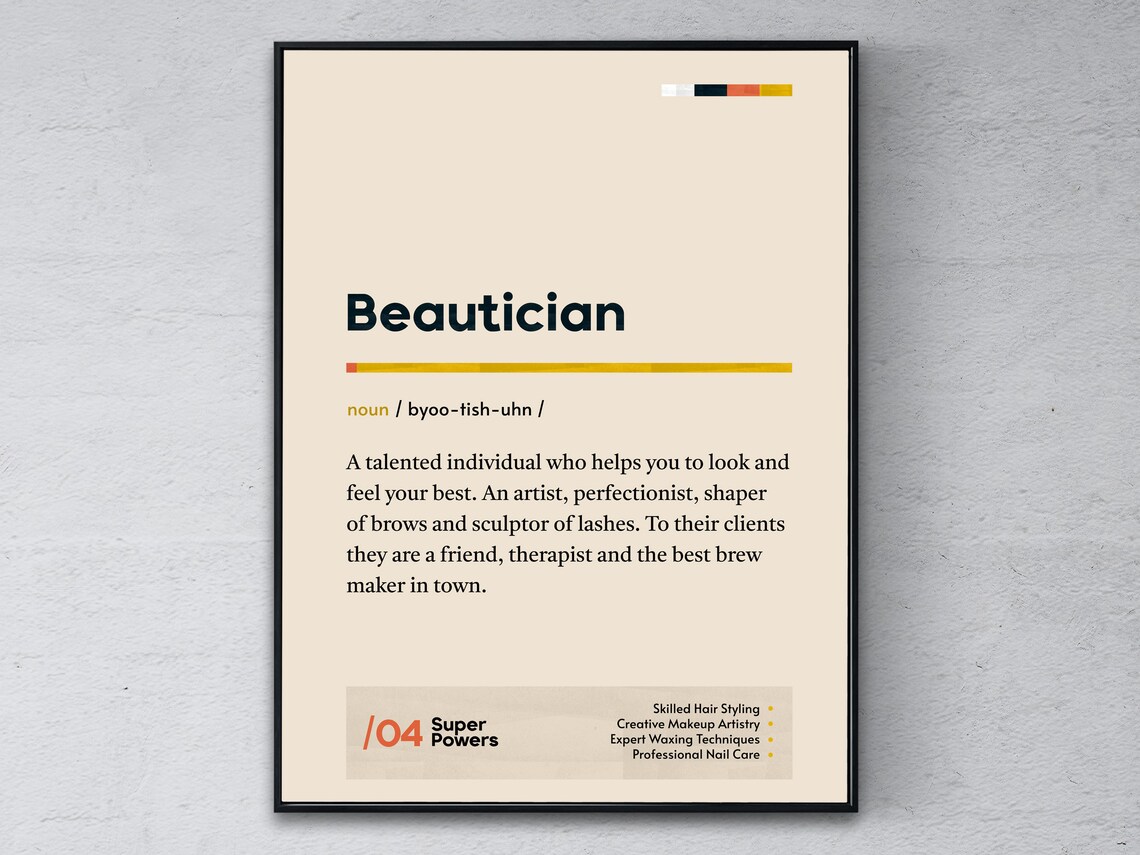 Funny Beautician Dictionary Definition Poster for Salon Decor Gifts