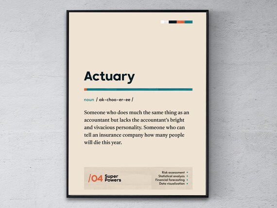 Funny Actuary Definition Dictionary Style Modern Office Poster