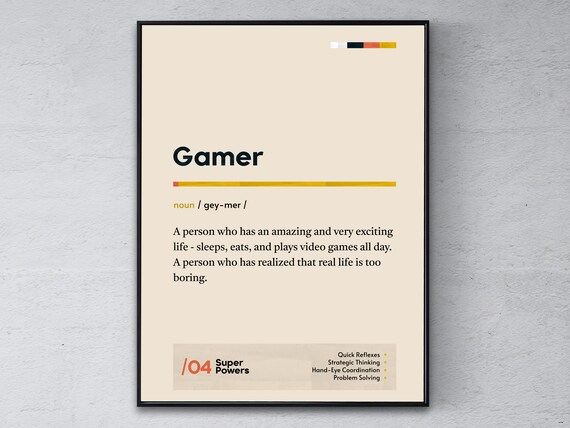 Gamer Dictionary Definition Funny Videogame Player Gift Poster