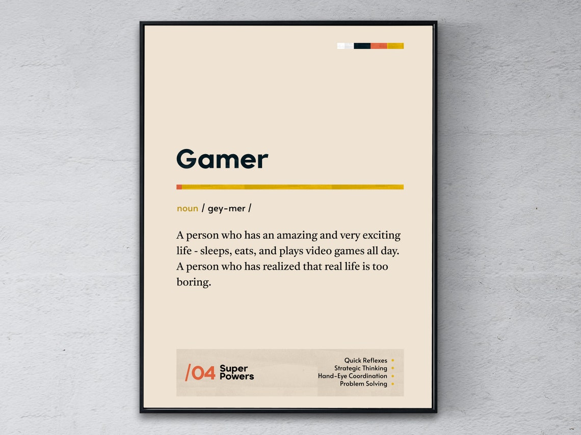 Gamer Dictionary Definition Funny Videogame Player Gift Poster