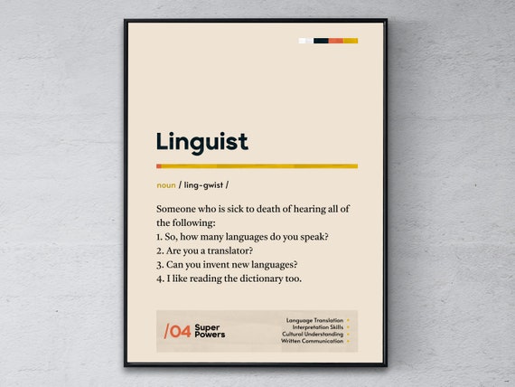 Linguist Definition Poster, Funny Modern Office Print