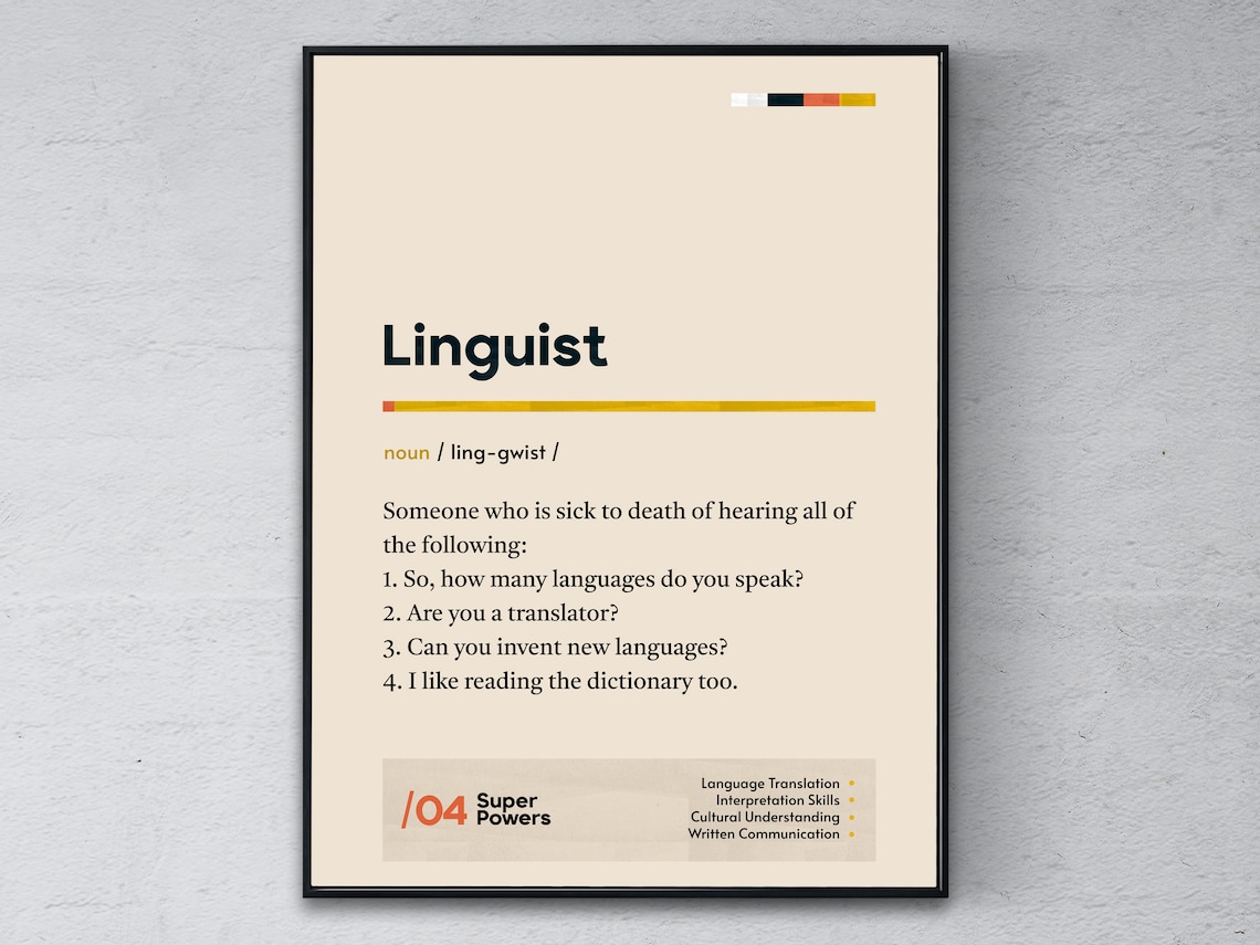 Linguist Definition Poster, Funny Modern Office Print