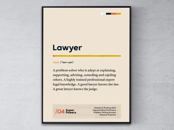 Lawyer Dictionary Definition Poster Funny Attorney Graduation Gift