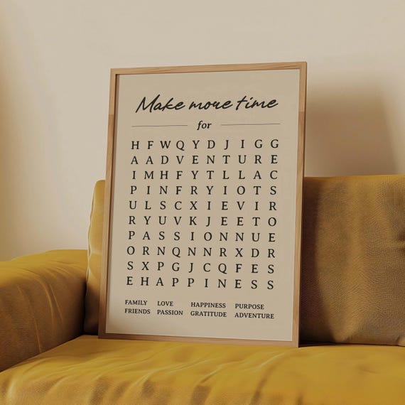 Bathroom Word Search Poster, Mindfulness Inspiration