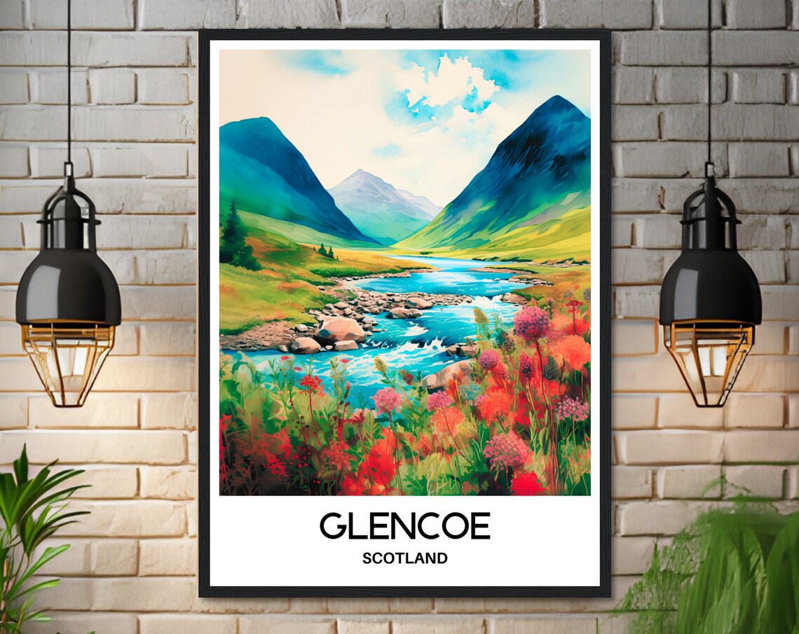 Glencoe Watercolor Travel Poster, Scotland Art Print - Image 3