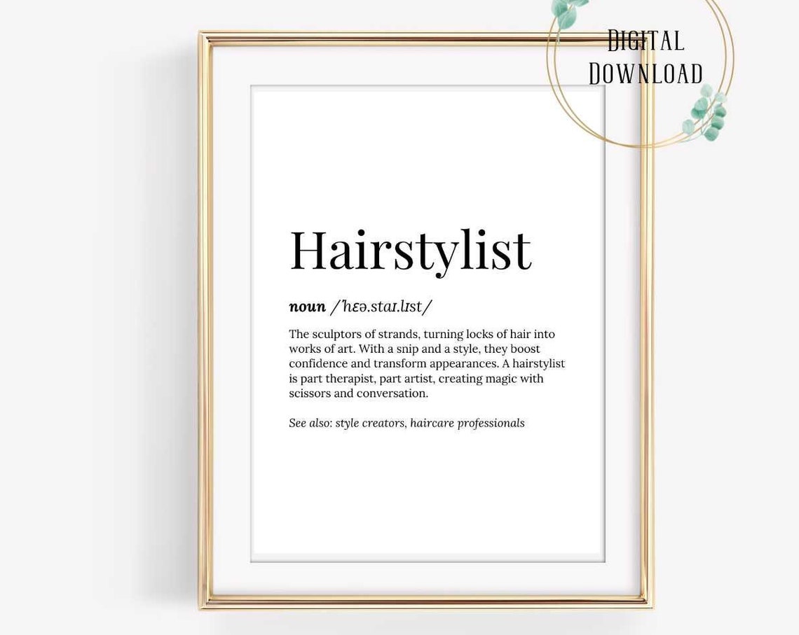 Hairstylist Definition Dictionary Typography Salon Style Poster