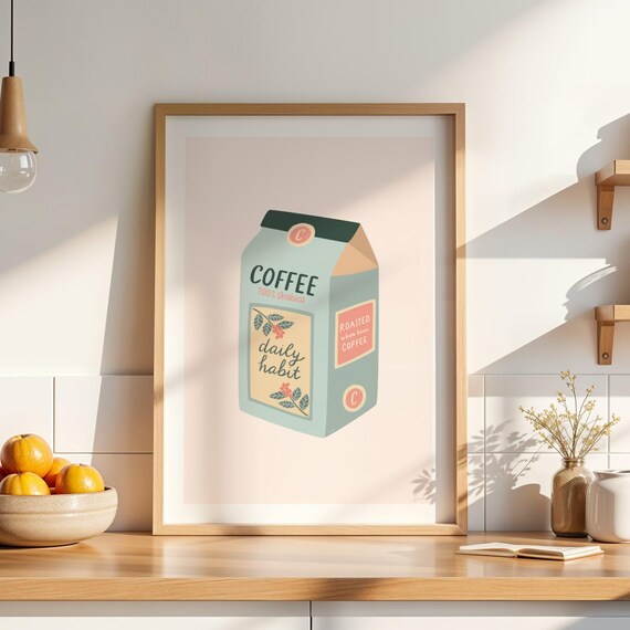 Coffee Art Poster, Kitchen Art For Coffee Lovers