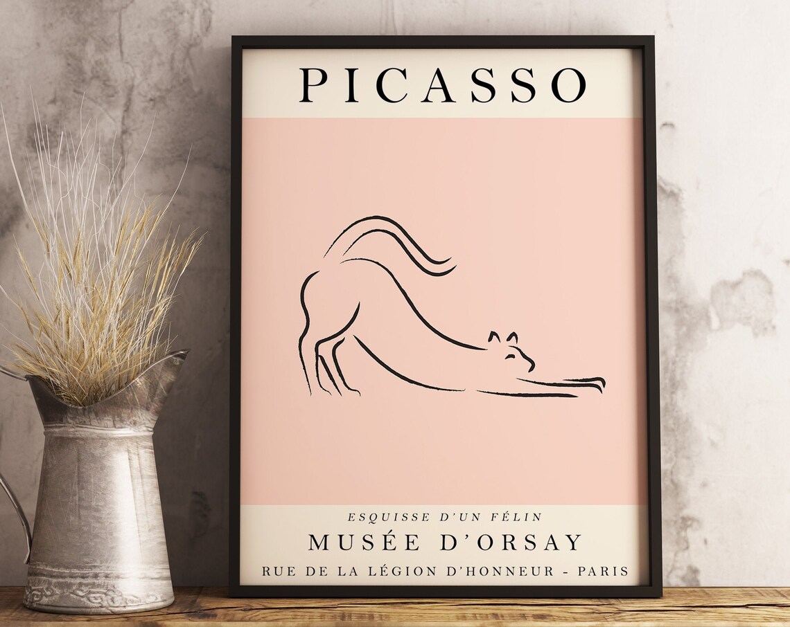 Picasso Exhibition Poster, Pink Cat Line Art Print - Image 3
