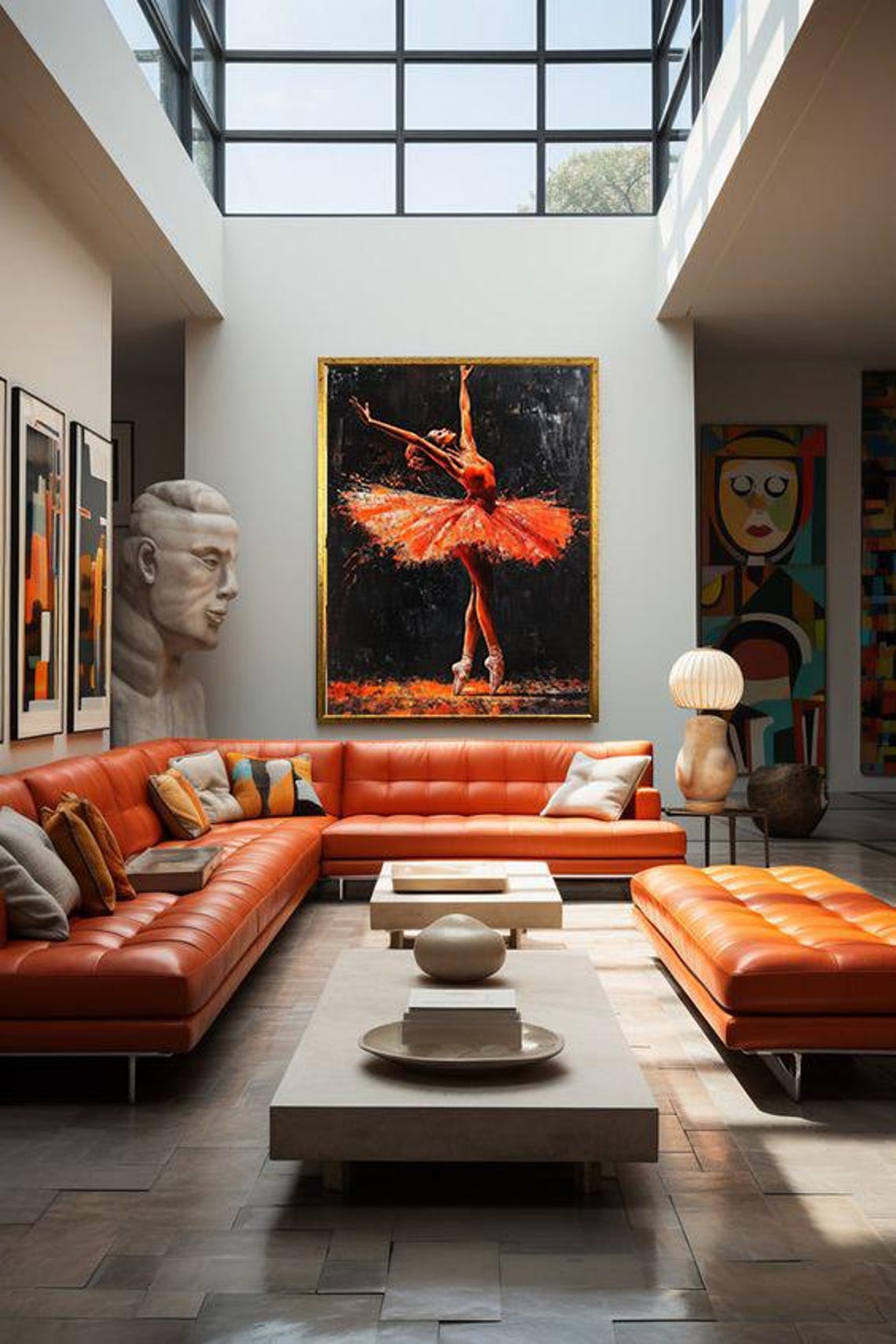Ballerina in Red Tutu Painting Graceful Dancer Stage Wall Art Poster