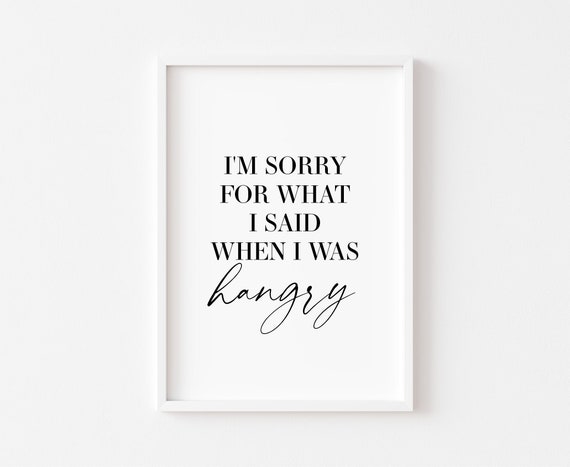 Hangry Funny Minimalist Kitchen Art Print