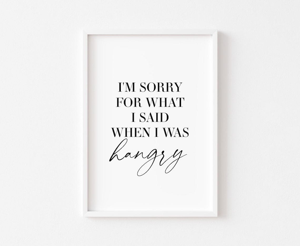Hangry Funny Minimalist Kitchen Art Print