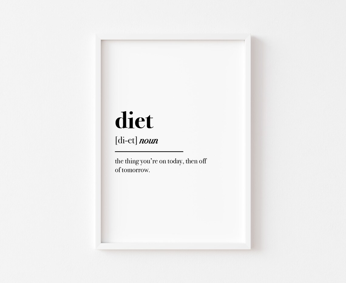 Kitchen Diet Definition Food Art Print, Wall Decor