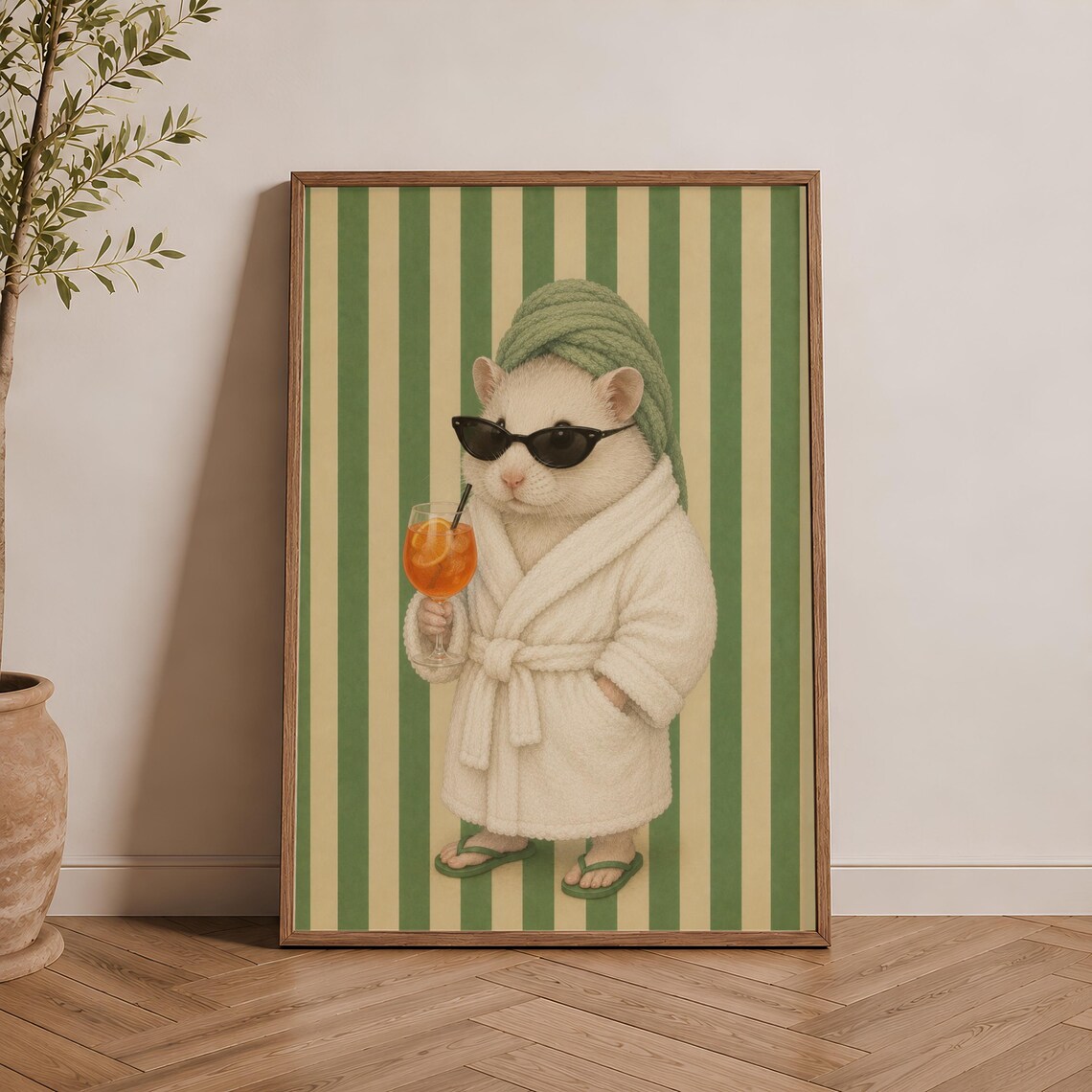 Spa Mouse Aperol Spritz Quirky Animal Bathroom Art