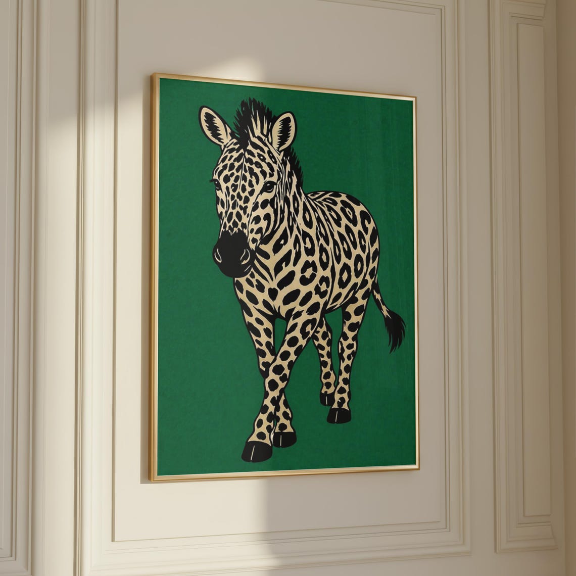 Spotted Zebra Pop Art Green Animal Safari Modern Decor Poster