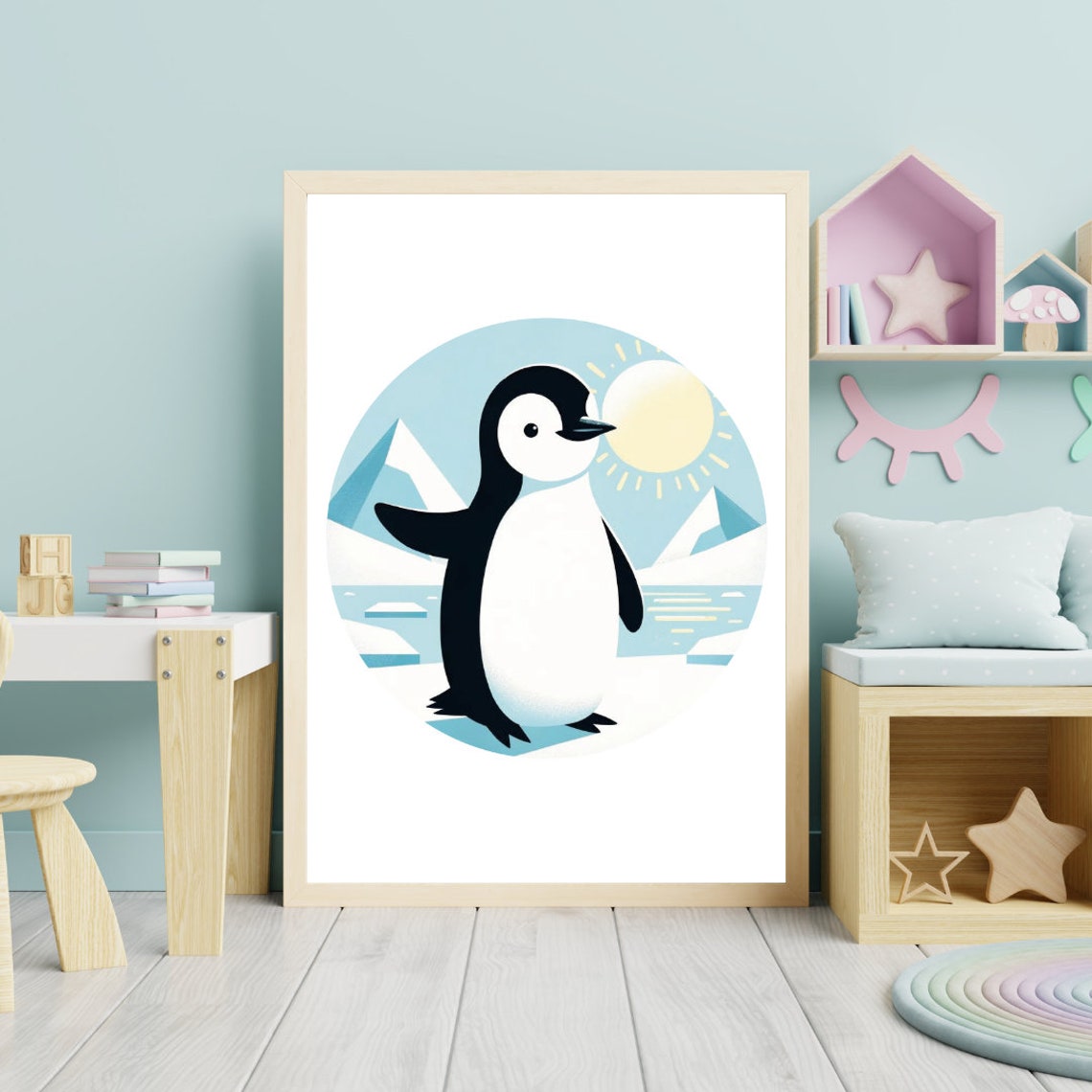 Cute Penguin Arctic Sun Nursery Illustration Bright Cheerful Poster - Image 5