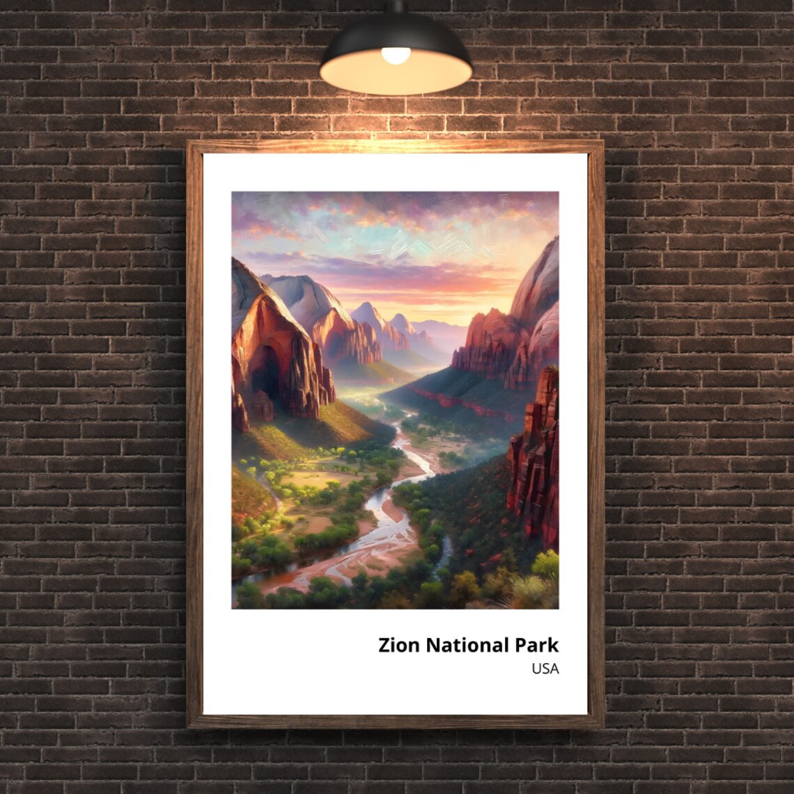 Zion National Park Art Print Stunning Painting Of Utahs Scenic Beauty Vibrant Wall Decor Majestic Canyon Landscape Art - Image 4