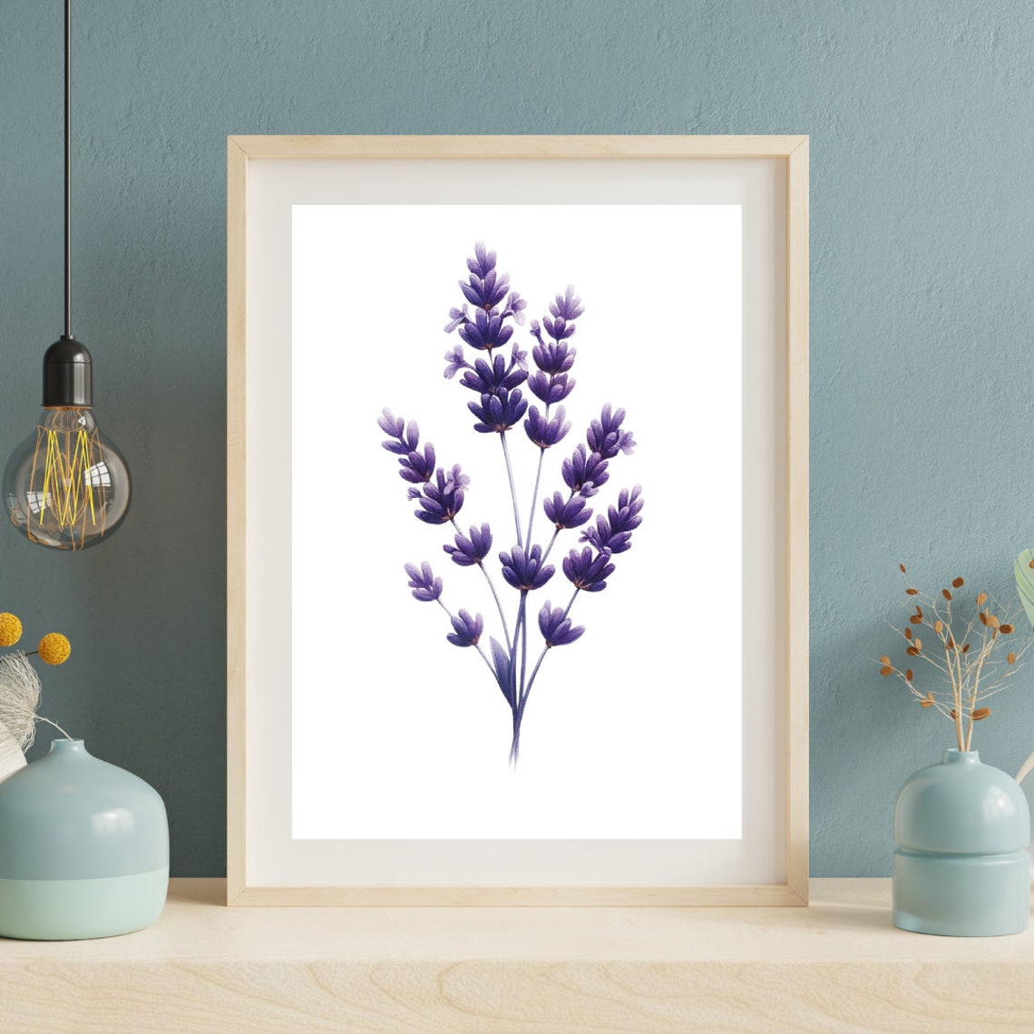 Purple Lavender Sprigs Botanical Tranquil Watercolor Art Poster - Image 3