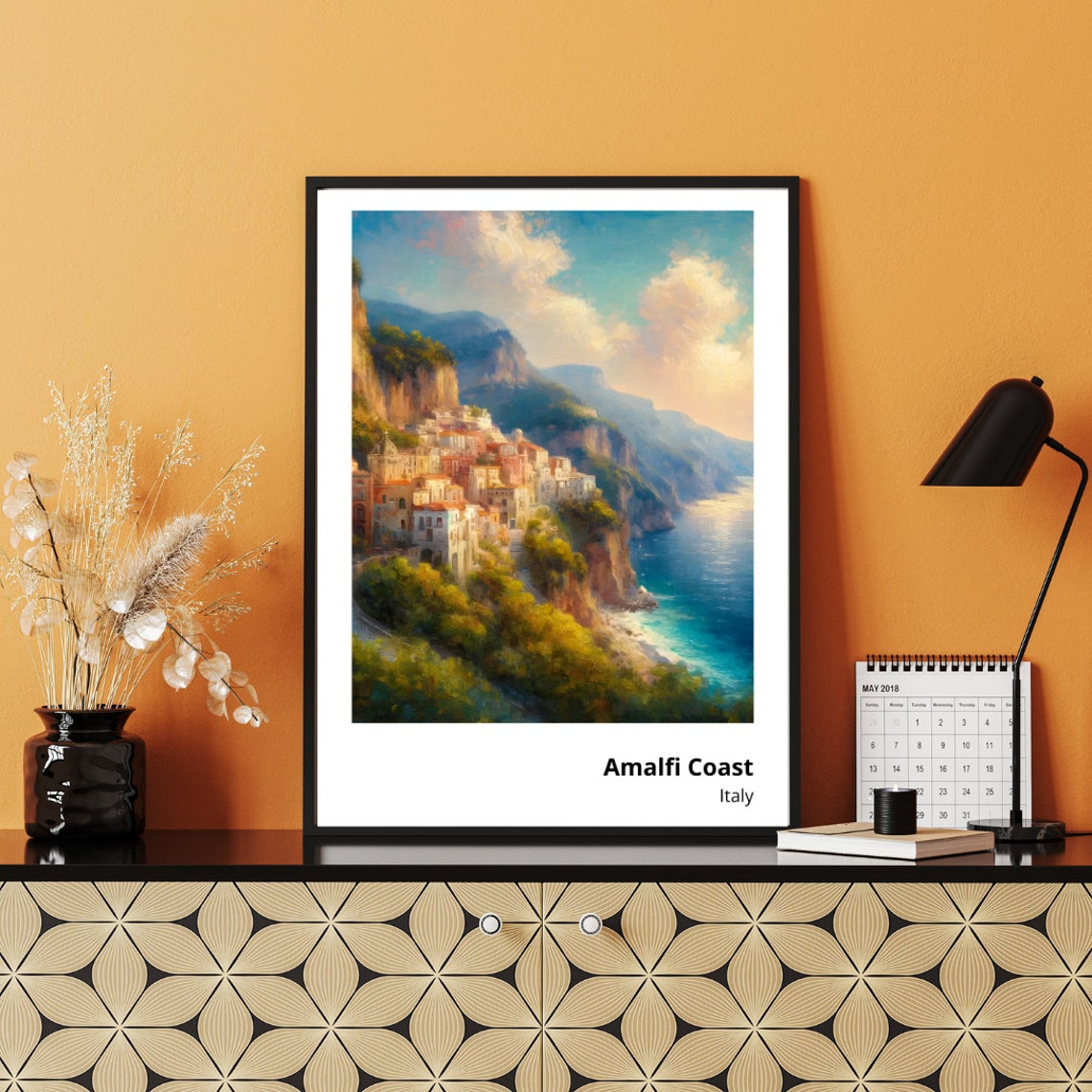 Amalfi Coast Italy Cliffside Town Mediterranean Sea View Poster