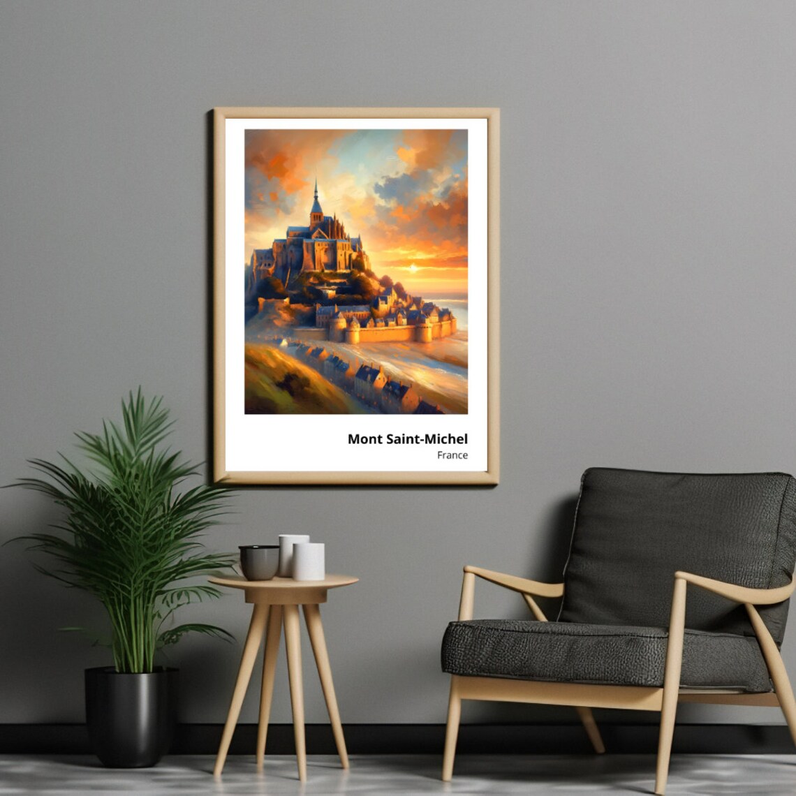 Mont Saint-Michel France Abbey Island Golden Sunset Dramatic Sky Poster - Image 2
