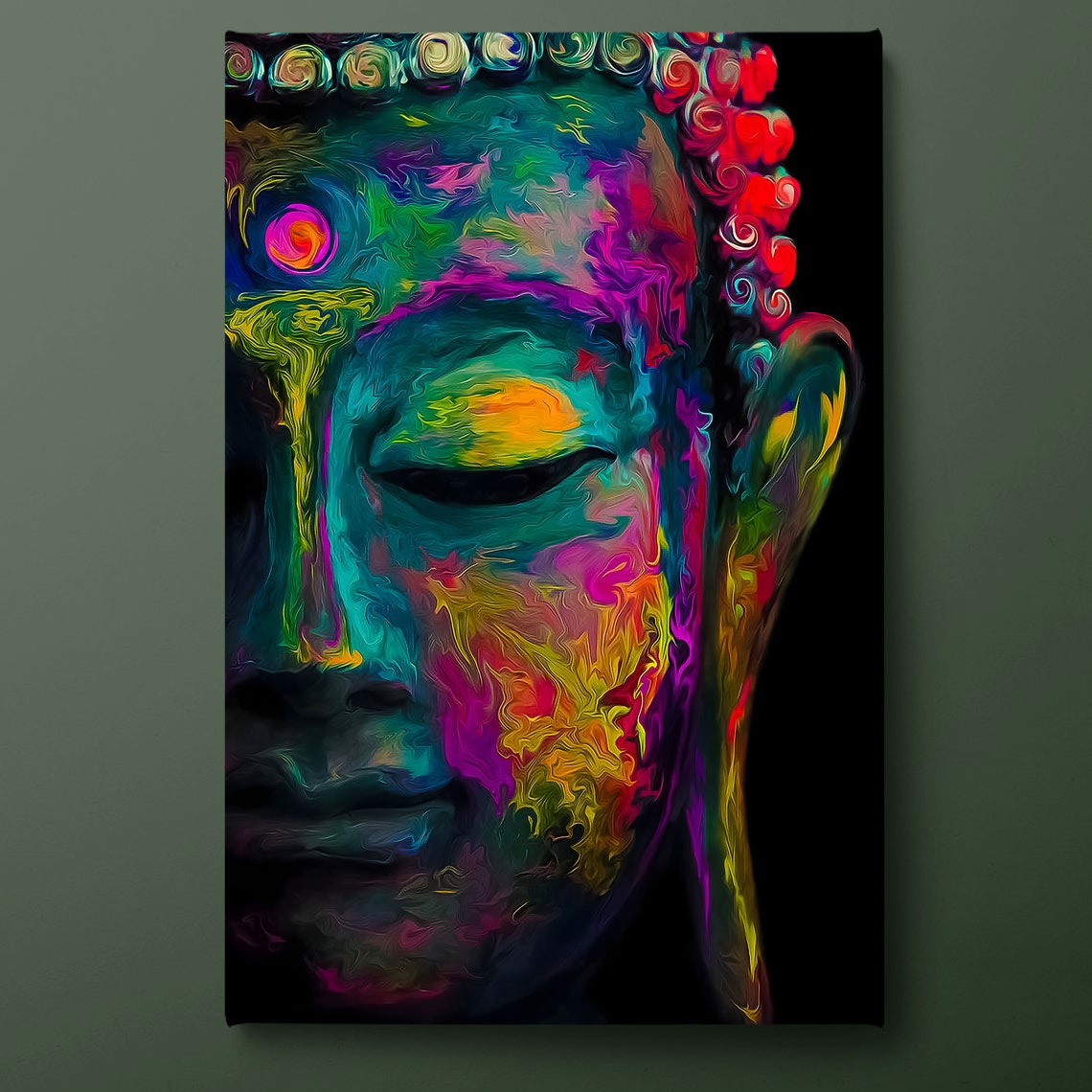 Buddha Wall Art Colorful Buddha Print Buddha Inspired Painting Ready To Hang