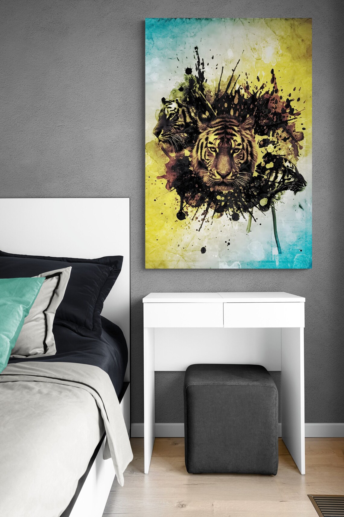 Abstract Splash Color Lion Portrait Modern Wildlife Painting Wall Art - Image 2