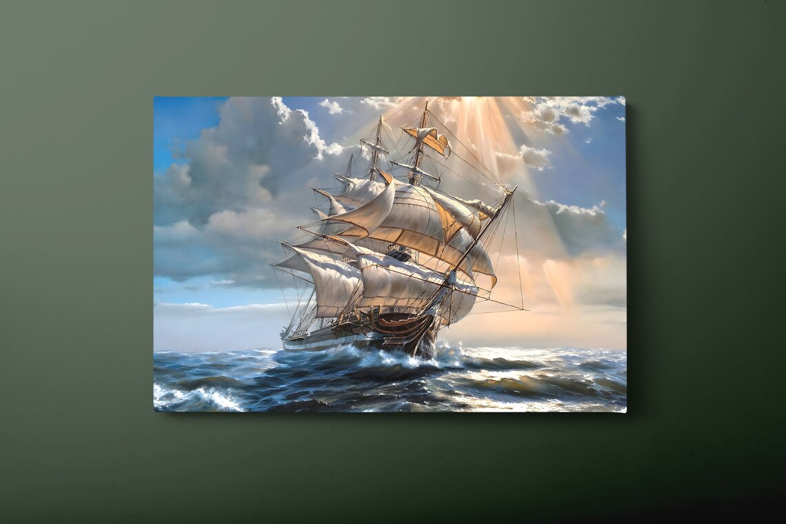 Sailing Ship Pirate Boat Painting Art Print