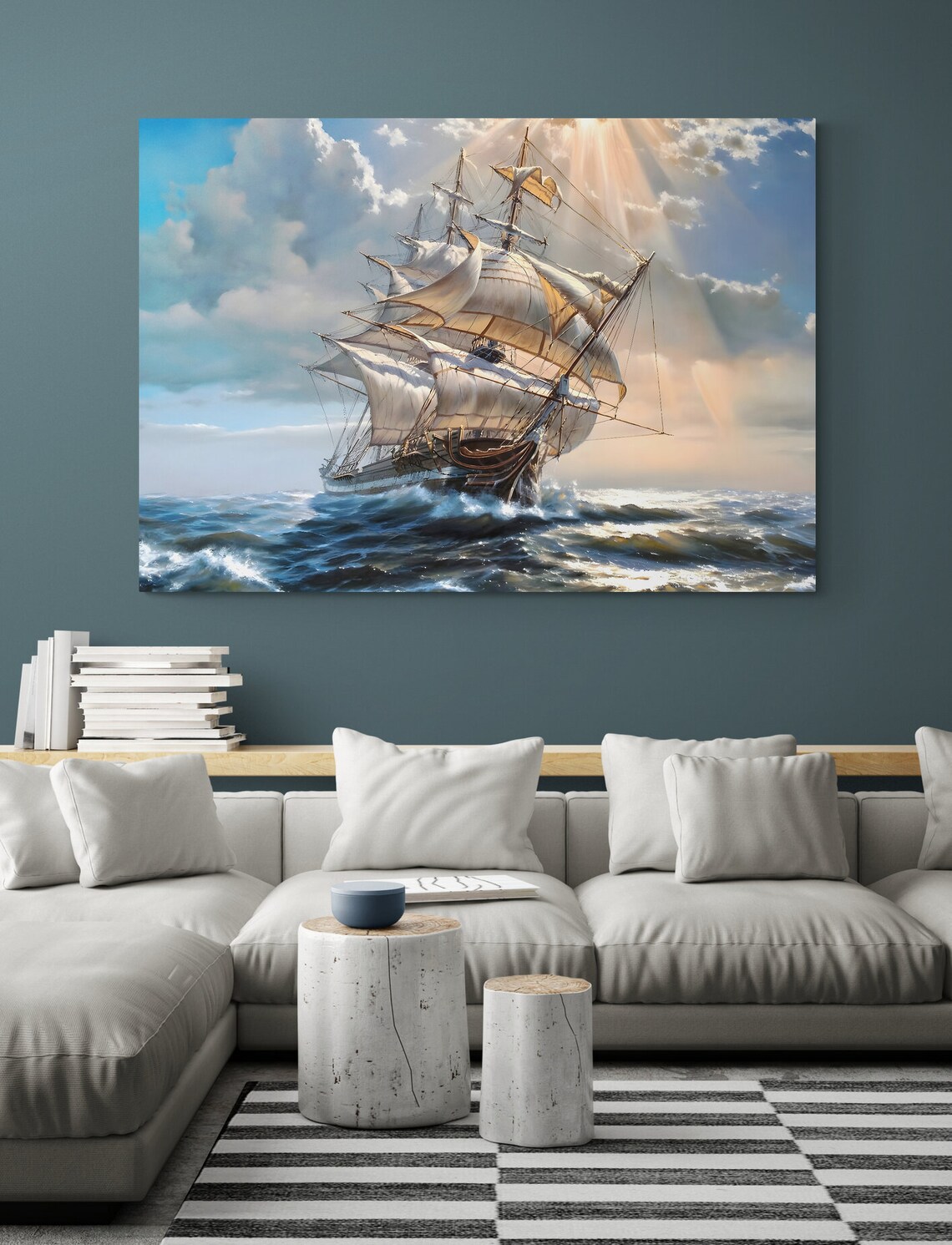 Sailing Ship Pirate Boat Painting Art Print - Image 2