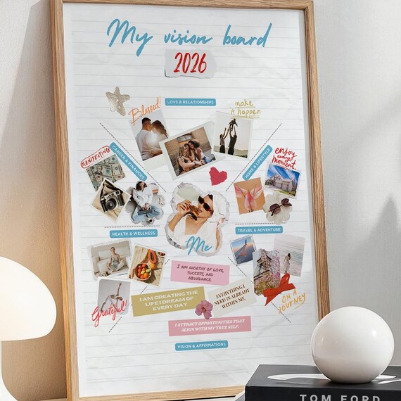 My Vision Board 2026 Goal Planner Collage Manifestation Affirmations Print