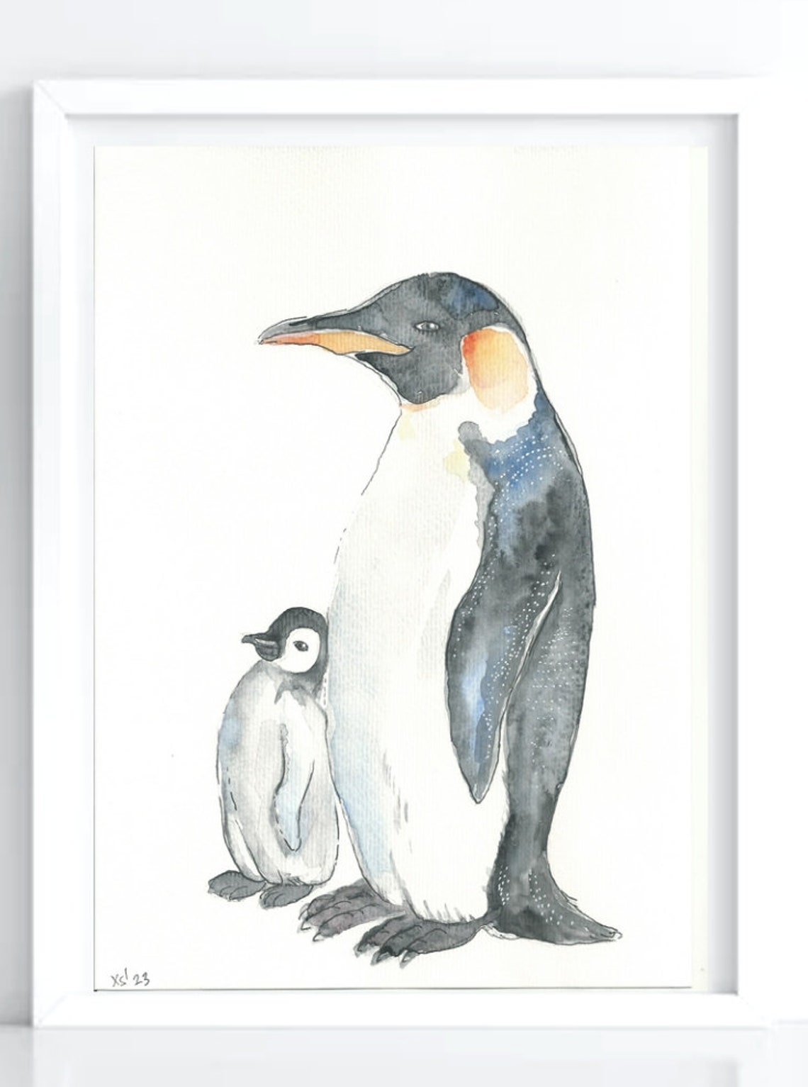 Penguins Picture Poster A4 21 X 30 Cm With Watercolor Print Decoration Gift Colorful Animals Sea Antarctica Ocean Childrens Room Maritime Animal Picture - Image 2