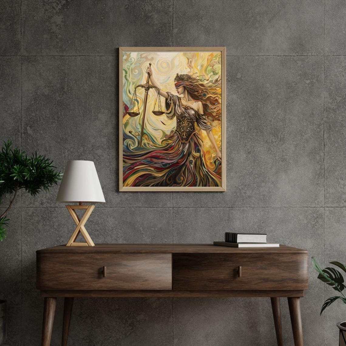 Lady Justice Abstract Blindfolded Scales Colorful Legal Art Poster - Image 3