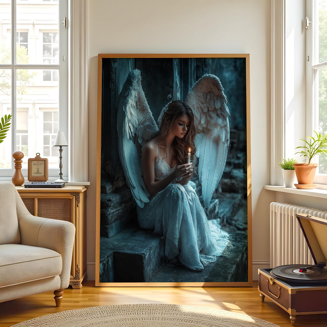 Dreamy Angel Candlelight Fantasy Portrait Mystical Gothic Poster - Image 3
