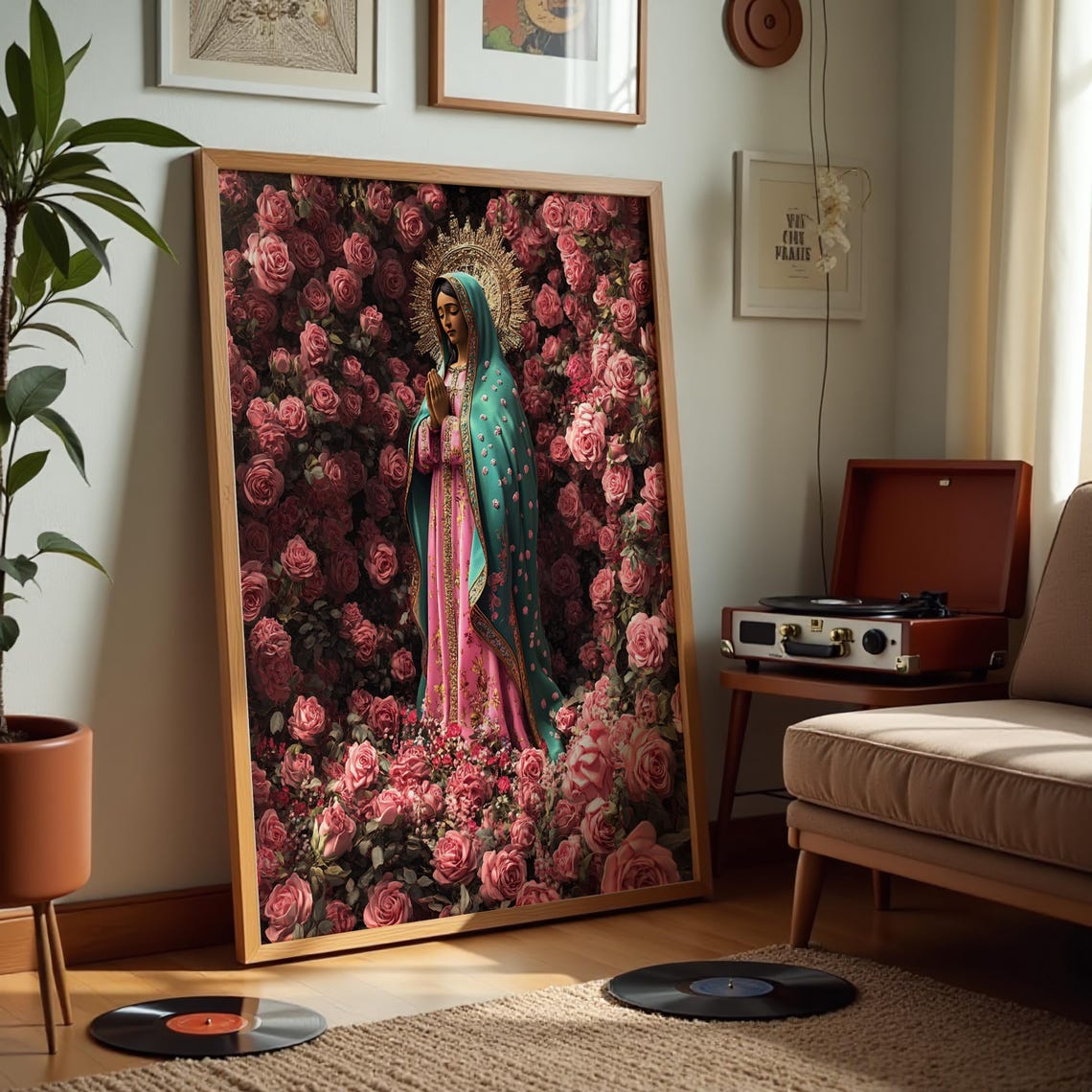 Our Lady Of Guadalupe Roses Religious Floral Catholic Art Poster