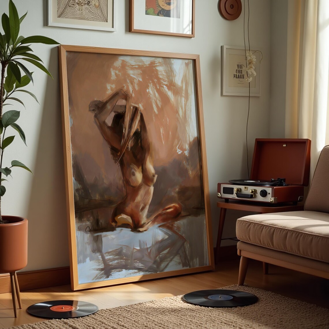 Abstract Nude Figure Warm Earth Tones Minimalist Modern Art Print