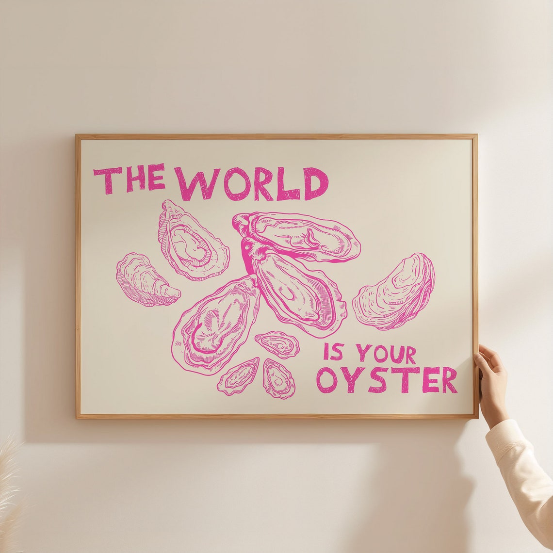 The World Is Your Oyster Pink Shells Cute Kitchen Quote Poster - Image 2