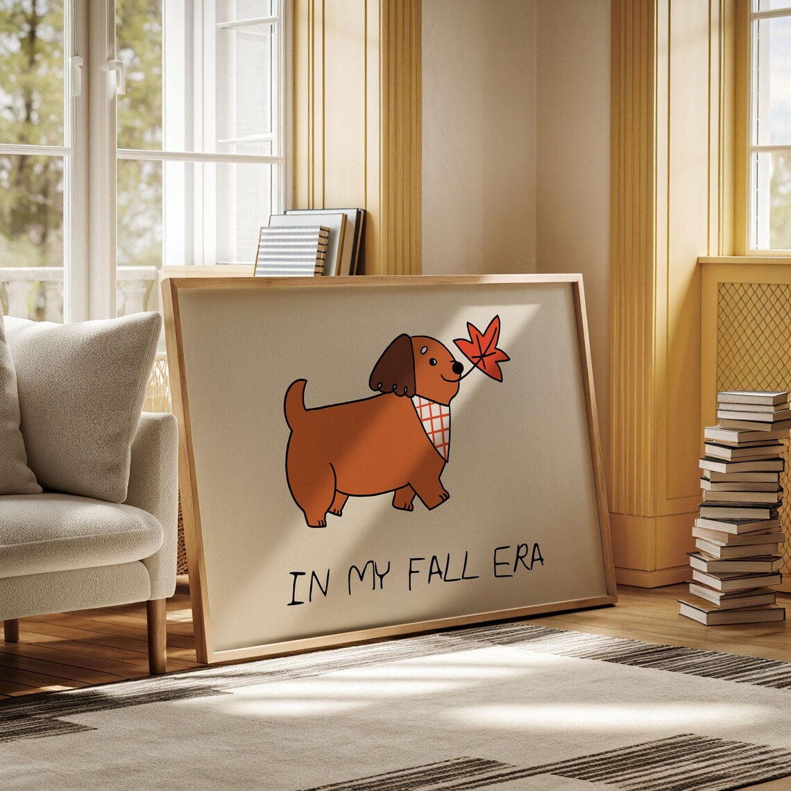 In My Fall Era Cute Dachshund Cartoon Autumn Puppy Dog Poster - Image 3
