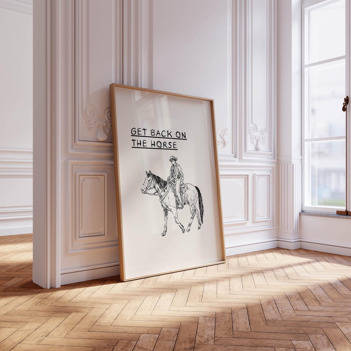 Get Back On The Horse Western Cowboy Sketch Motivational Poster - Image 2