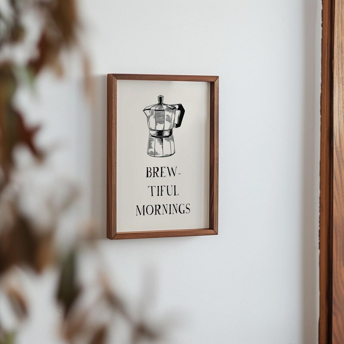 Brewtiful Mornings Black Moka Pot Coffee Quote Kitchen Poster - Image 2