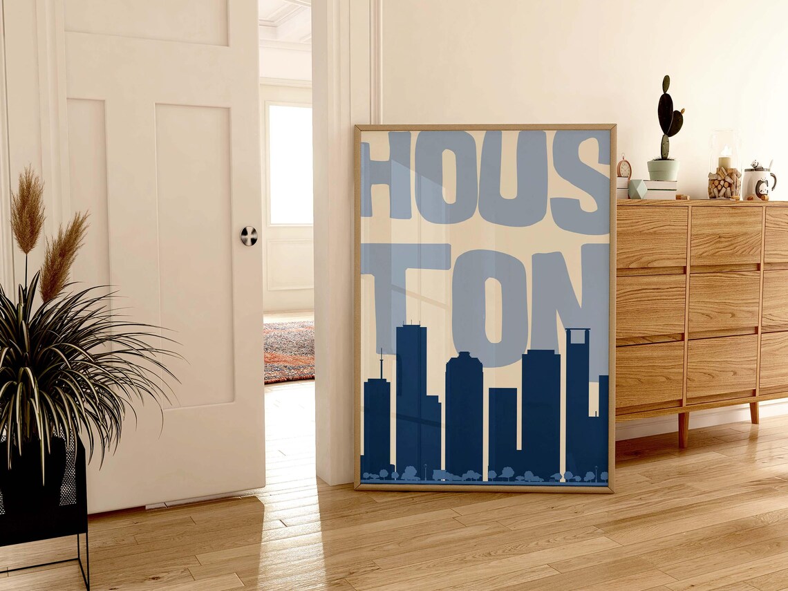 Houston Vintage Retro Minimalist Art Print - Image 2