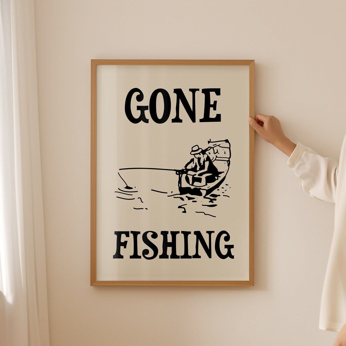 Gone Fishing Vintage Retro Fisherman Boat Lake Quote Wall Poster - Image 3