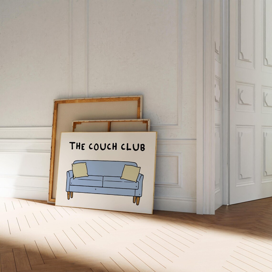 The Couch Club Blue Sofa Funny Retro Art Living Room Decor Poster - Image 2