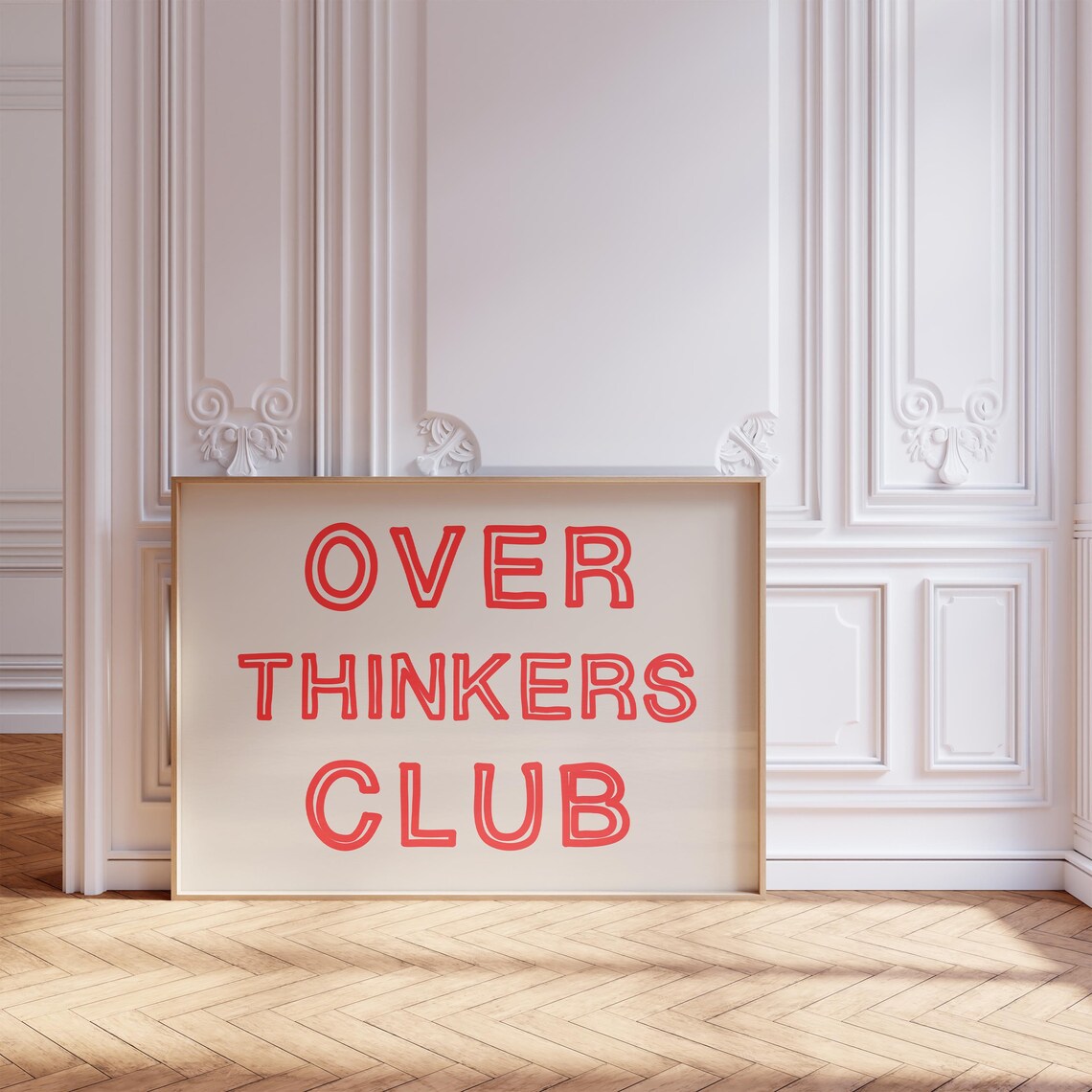 Over Thinkers Club Funny Retro Quote Art Print - Image 3