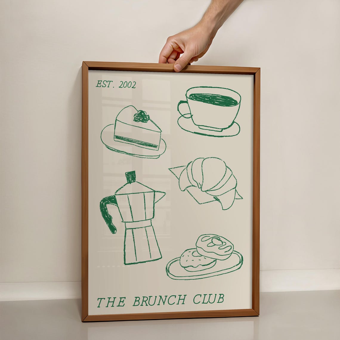 The Brunch Club Print Trendy Kitchen Decor Vintage Food Print Trendy Food Poster Breakfast Print Retro Food Print Wall Art Green - Image 2