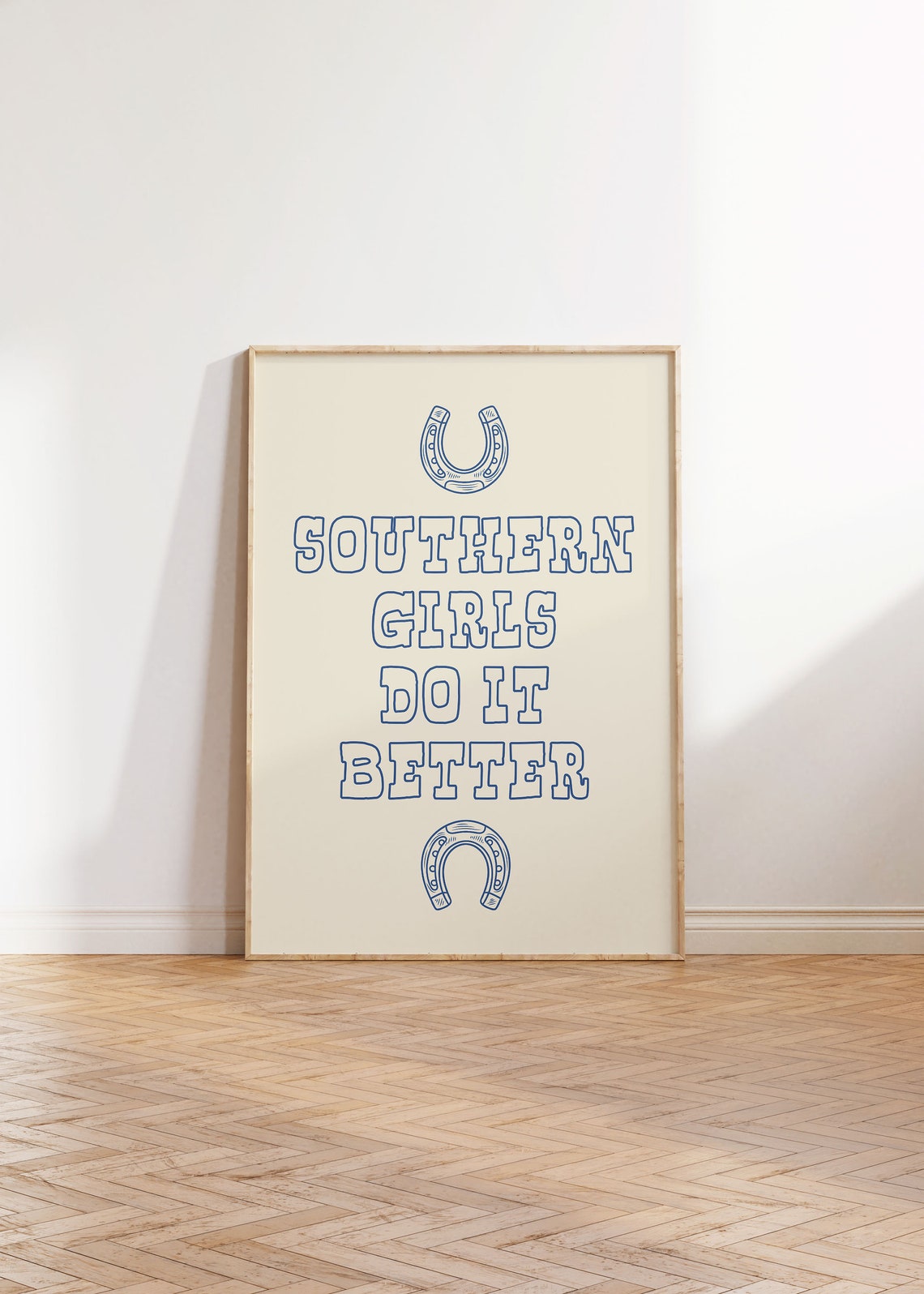 Southern Girls Do It Better Print Trendy Western Wall Art Horseshoe Print Cute Quote Print Retro Print Western Home Decor Blue Cowgirl Print - Image 2