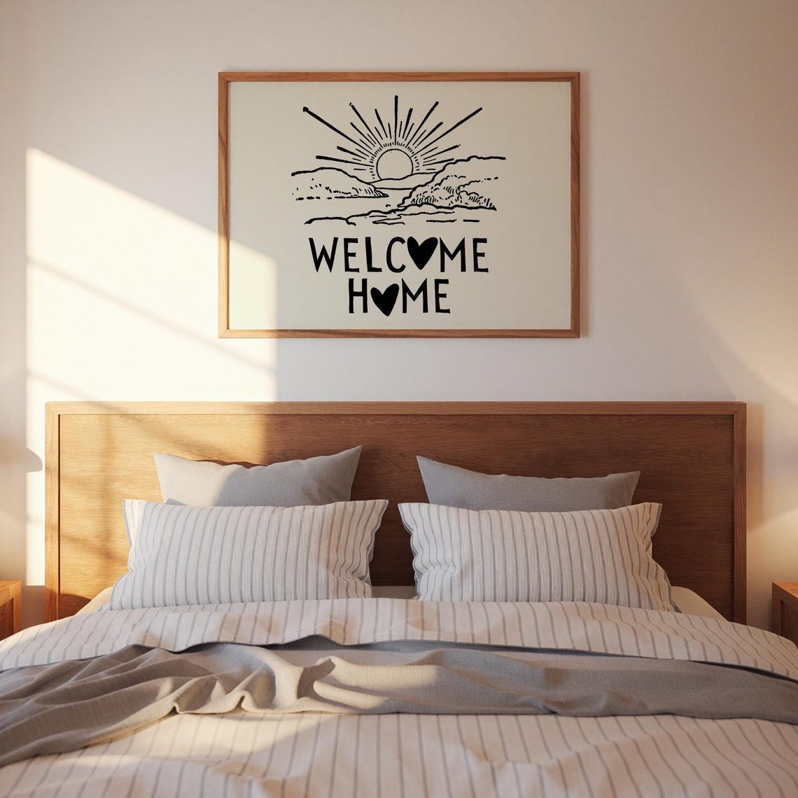 Welcome Home Sunrise Over Water Black Minimalist Wall Poster - Image 2