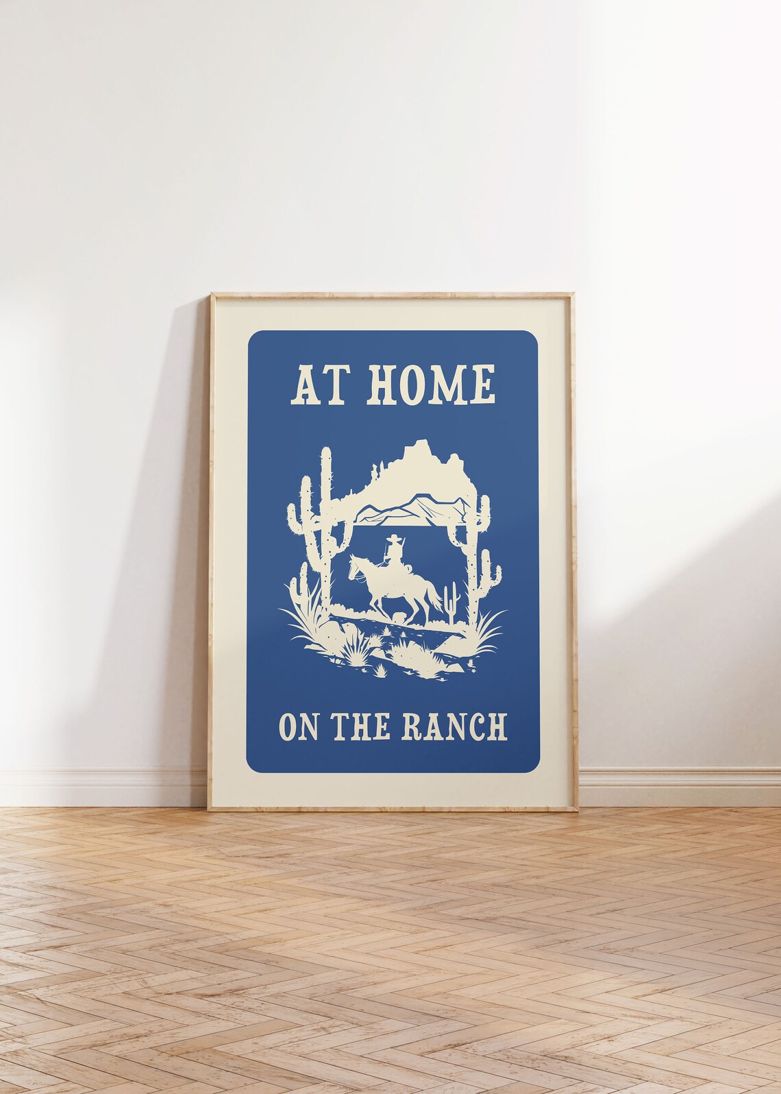 At Home On The Ranch Blue Cowboy Desert Western Quote Poster - Image 4