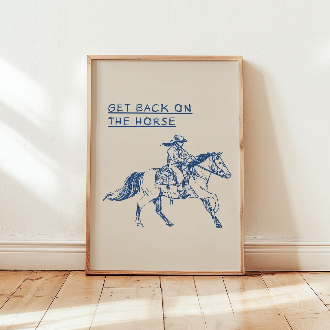 Get Back on the Horse Cowboy Western Sketch Rodeo Poster Art - Image 3