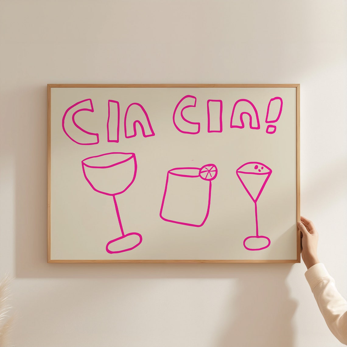 Cin Cin Pink Cocktail Glasses Horizontal Cheer Bar Decor Poster